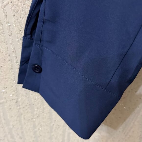 Navy Long Sleeve Button-Up Bodysuit Shirt – Size L - Picture 7 of 9